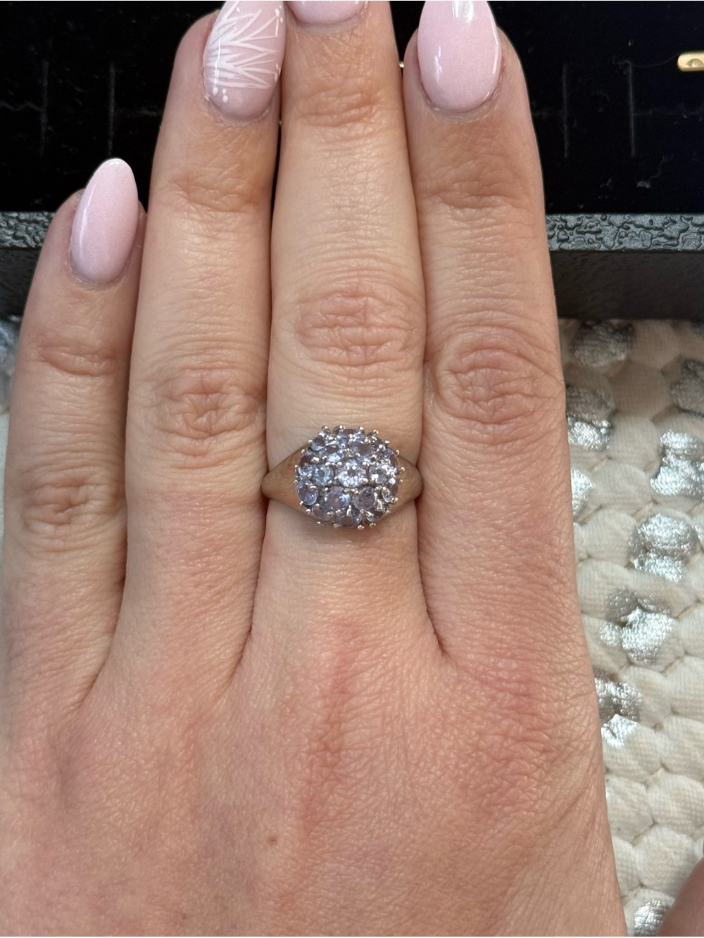 Vintage 10k Tanzanite Cluster Dome Ring